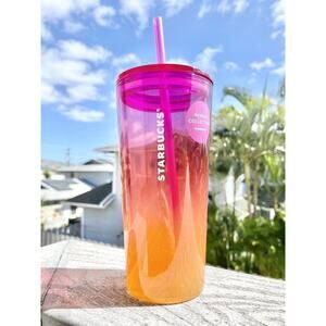 Starbucks Glass Tumbler in Sunset Orange and Hibisus Pink